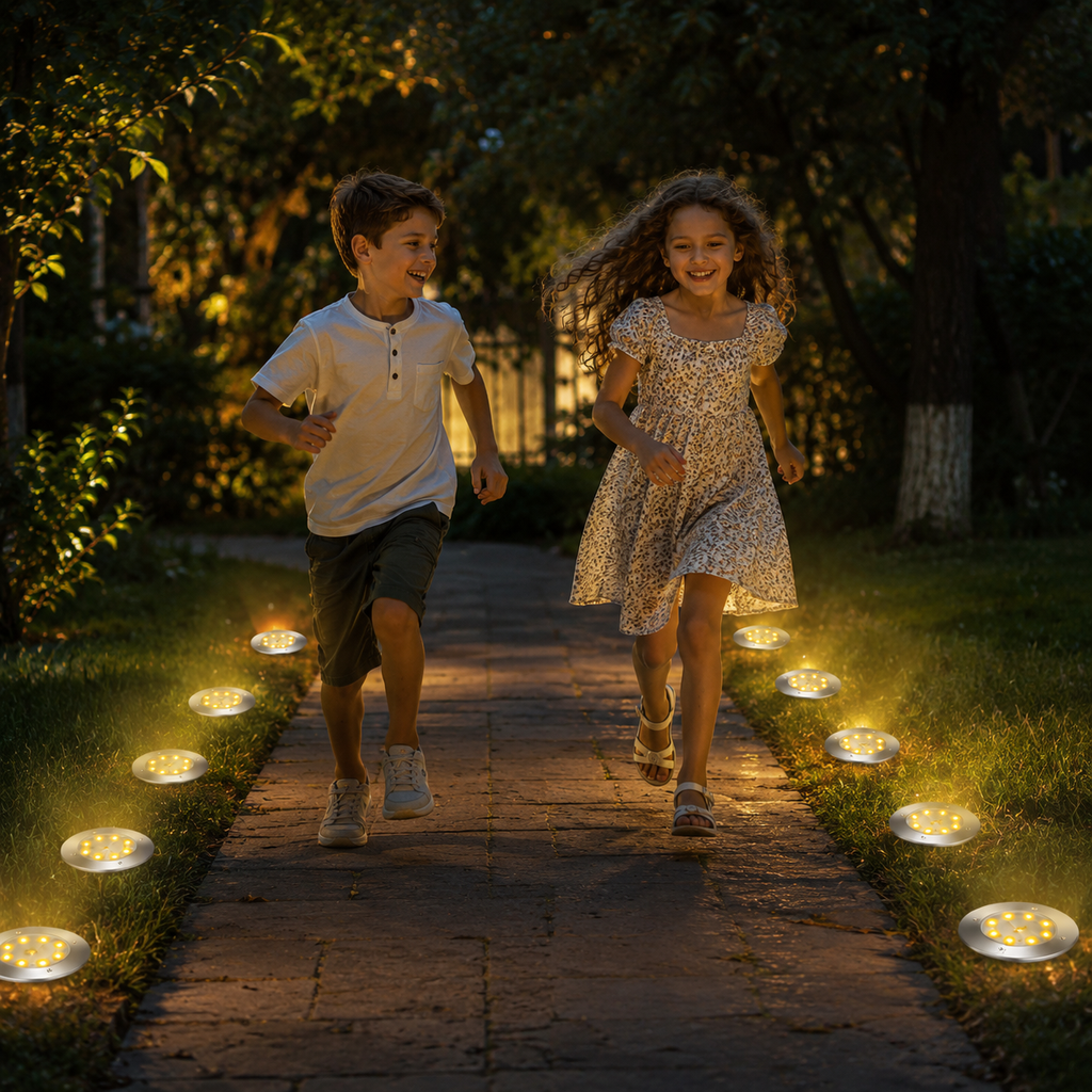 Solar Bodenleuchten Außen – LED Gartenleuchten Wasserdicht Warmweiß Set