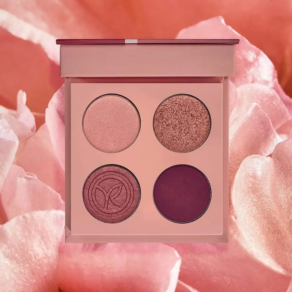 4-Color Eyeshadow Palette Matte & Metallic Long-Lasting Blendable Compact Eye Makeup