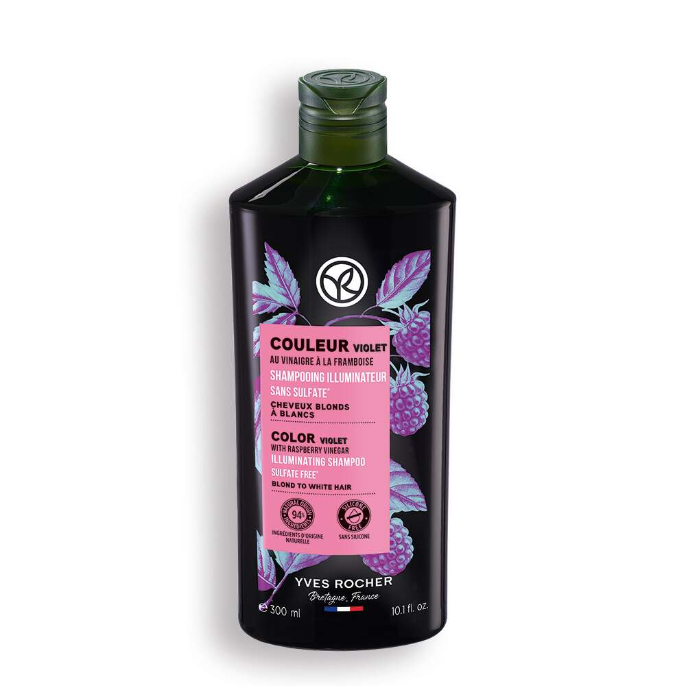 Yves Rocher Color-Shampoo Violett – Sulfatfreies Silbershampoo für blondes, weißes & graues Haar 300 ml