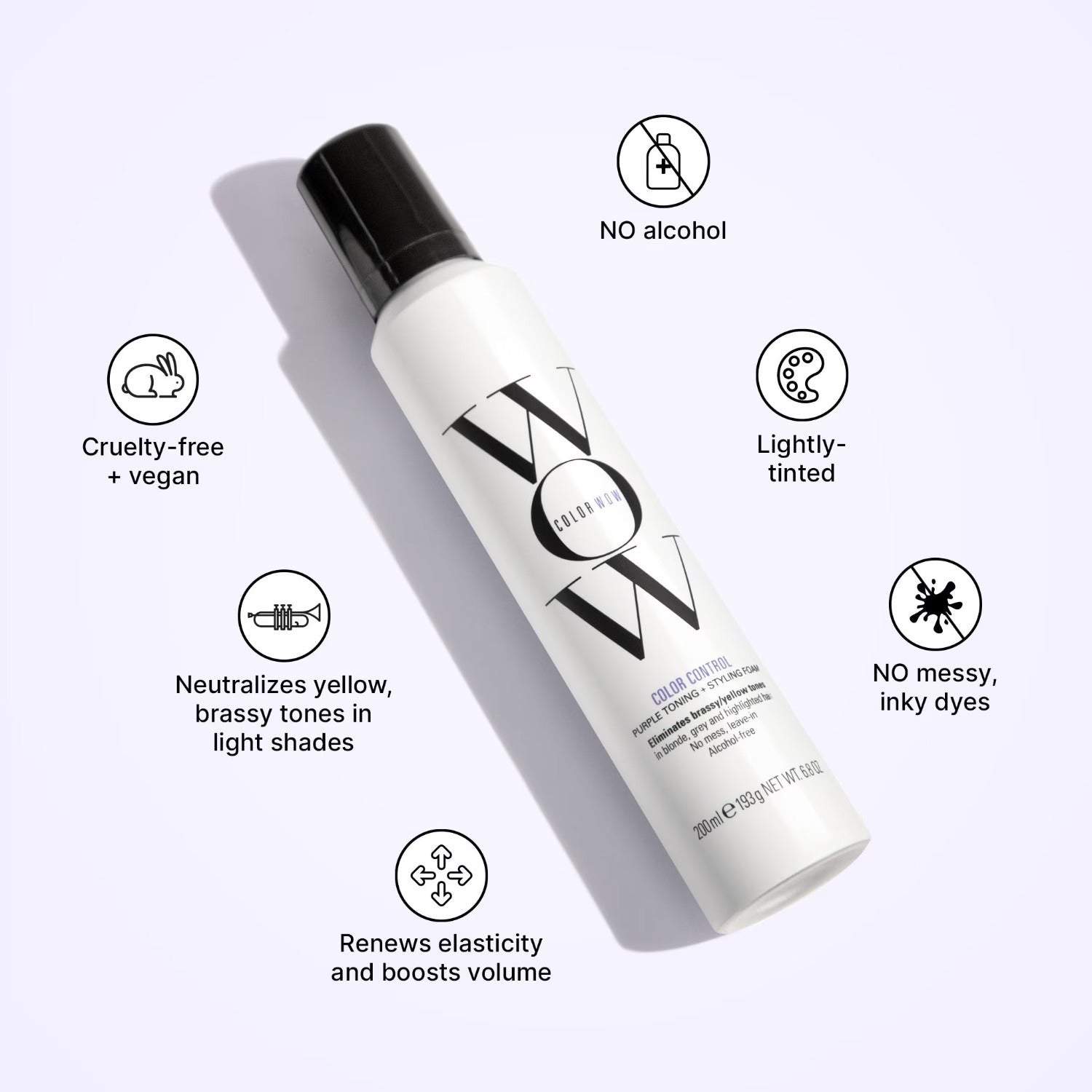 Color Wow Correct & Perfect Mousse Lila – Stylingschaum für blondes Haar ohne Gelbstich