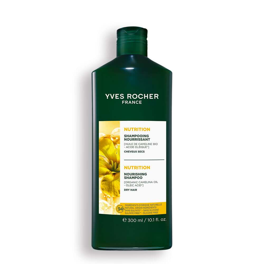 Yves Rocher Nährendes Shampoo – Sulfatfreies Shampoo mit Leinöl für trockenes Haar 300 ml